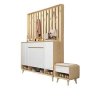 K5d1P9m7 Rangeur à Chaussures Armoire à Chaussures et Porte-vêtements de Porte Maison, Armoire séparation d'entrée Salon intégrée, Nouvelle Rangement Style Chinois avec Tabouret Langer(164.6cm)