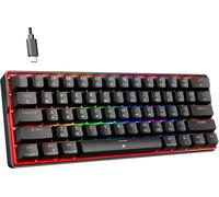K61SE Clavier Gamer Mécanique 60% Câblé avec Clicky Interrupteur Bleu, RGB Anti-ghosting Compact 61Touches Gaming Clavier-US Layout,Noir