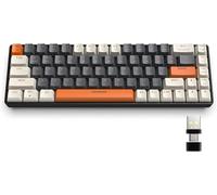 K68 60% Clavier de Jeu Mécanique sans Fil,Bluetooth 5.0/2.4Ghz Mini Clavier Compact 68 Touches avec Récepteur Double Mode,échangeable à Chaud,Interrupteur Bleu,pour PC,Mac,PS4 (Milk Shake)
