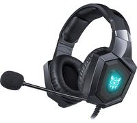 K8 Casque PS4 Gaming Headset PC stéréo avec microphone lumière LED, convient pour Xbox One / ordinateur portable tablette gamer,(lumière RGB noire)