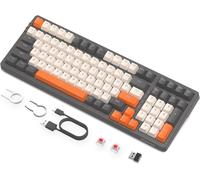 K8 Clavier de Jeu Mécanique sans Fil à échange à Chaud, Clavier Filaire Rétroéclairé RGB, Commutateur Rouge, Bluetooth/2,4 GHz/USB-C Tri Mode avec Batterie 4000 mAh pour Mac/Win ¿ Bleu/Blanc