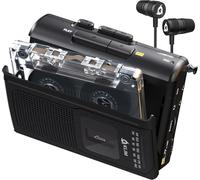 K8 Lecteur Cassette Audio avec Un Casque F1-Enregistreur Cassette-Nouveau Player-Radio AM/FM-Microphone et Haut-Parleur Intégrés-Prise Casque et Écouteurs-Noir
