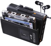 K8 Lecteur Cassette Audio-Enregistreur Cassette-Nouveau Player-Radio AM/FM-Microphone et Haut-Parleur Intégrés-Prise Casque et Écouteurs-Noir