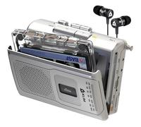 K8 Lecteur Cassette Audio - Enregistreur Cassette - Nouveau Player - Radio AM/FM - Microphone et Haut-Parleur Intégrés - Argent