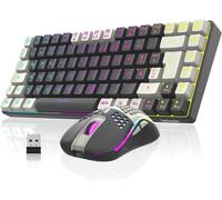 K84 Ensemble Clavier Et Souris De Jeu Sans Fil Qwertz Allemand, Disposition Compacte 75 % Tkl, Capacité De La Batterie 2380 Ma Avec Éclairage Rvb, Souris En Nid D'Abeille 3200 Dpi Pour Ps5