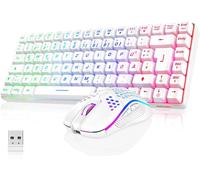 K84 Ensemble Clavier Et Souris De Jeu Sans Fil Qwertz De, Rechargeables, Compacts, Ultra Légers ¿ Avec Construction En Nid D'Abeille Pour Pc Mac Ps5 Xbox Gamer [Version Blanche 2024]