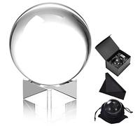 K9 Boule de Cristal 80 mm Boule en Verre Photographie Transparente Lensball avec Support, Clair Sphère de Cristal pour Divination Méditation et Guérison, Art Décoration de Mariage Maison Bureau