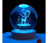 K9 Crystal 3D Solar System Ball, Crystal Ball Multicolor Night Light Decor Crafts, With Led Base, 6/8Cm Planet Model, Cool Desk Galaxy Decor, Home Decorative Day Gifts (6CM,Deer)