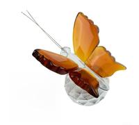 K9 - Figurine de papillon en verre - Presse-papier en verre - Décoration d'intérieur de mariage - Sculpture d'animal de collection - 7 cm (ambre)