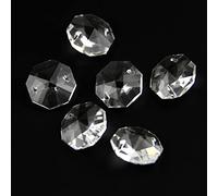 K9 Lot de 50 guirlandes de perles octogonales en verre cristal 14 mm 1 trou/2 trous, couleur claire, 2 trous