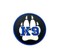 K9 Patch rond en PVC avec griffe de chien Bleu
