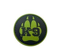 K9 Patch rond en PVC pour airsoft paintball Motif griffe de chien Vert
