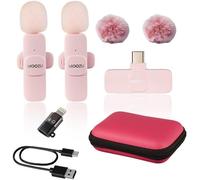 K9 Wireless Microphone Compatible with iOS/Android/Laptop/Tablet,Mini Micro Tie Portable Pink with Carrying Case,Ideal for Video,YouTube,Podcast,Intervew,TikTok