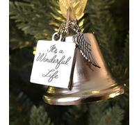 K9King C'est Une Merveilleuse Vie inspiré de Noël Cloche d'ange avec Ailes d'ange en Acier Inoxydable Charm