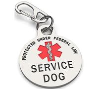 K9King Double Face Service Dog fédéral Protection Tag avec Rouge d'identification médicale Symbole 3,2 cm. Fixez Facilement au col Gilet Harnais