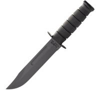KA-BAR Couteau Utilitaire à Lame Fixe Noire avec Étui en Cuir, tranchant droit 1211