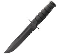 KA-BAR Couteau Utilitaire à Lame Fixe Noire avec Étui Kydex, tranchant dentelé 1214