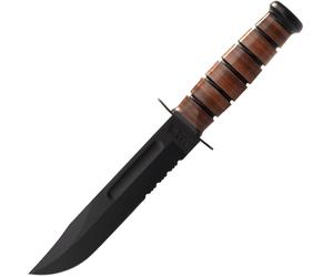 KA-BAR USMC Couteau à lame fixe Étui en cuir, bord dentelé 1218