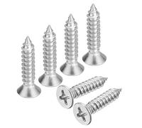 KA Lot de 25 vis autotaraudeuses à tête plate M8 x 20 mm, vis à bois cruciformes à tête fraisée cruciforme, boulons de fixation en acier inoxydable 304 18-8