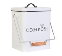 KA4368 Poubelle de Compostage en Metal 5L2, Blanc/Noir
