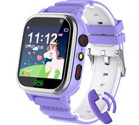 kaacly Montre Connectée Enfant, avec Téléphone SOS Pedometer Jeux Réveil Musique Caméra Calendrier Calculatrice, Smartwatch Cadeaux Garçons et Filles (Purple)
