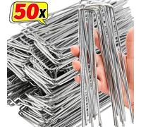 KAAPL-Agrafes De Jardin De Type U,10/30/50 Pièces,Piquets De Tube De Clôture,Broches Sod,Pointe De Paysage Galvanisée Pour Maintenir Les Pelouses,Barrière,Clou De Sol,0.22X4X10Cm,10Pcs