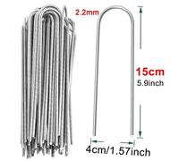KAAPL-Agrafes De Jardin De Type U 10-50X,Piquets De Tube De Clôture Robustes,Broches Sod,Pointe De Paysage Galvanisée Pour Maintenir La Barrière,Clou De Sol,0.22X4X15Cm,10Pcs