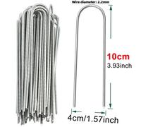 KAAPL-Agrafes De Jardin De Type U,Clou De Sol,Piquets De Tube De Clôture Robustes,Broches Sod,Pointe De Paysage Galvanisée Pour Maintenir La Barrière Des Pelouses,4Cmx10Cm,100Pcs