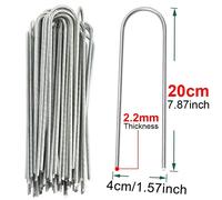 KAAPL-Agrafes De Jardin De Type U,Piquets De Tube De Clôture Robustes,Broches Sod,Pointe De Paysage Galvanisée Pour Maintenir Les Pelouses,Barrière,Clou De Sol,2.2Thickness-20Cm,10 Pcs