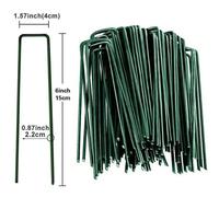 KAAPL-Agrafes De Jardin De Type U,Piquets De Tube De Clôture Robustes,Broches Sod,Pointe De Paysage Galvanisée Pour Maintenir Les Pelouses,Barrière,Clou De Sol,4Cmx15Cm Green,100Pcs