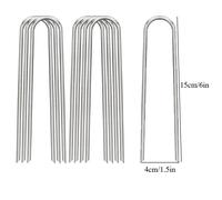 KAAPL-Clou De Jardin En Forme De U,Piquet De Tuyau De Clôture Robuste,Clou De Paysage Galvanisé Pour La Fixation De Tuyau D'Eau,Barrière De Gazon,Clou De Sol,4X15Cm,100Pcs