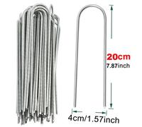 KAAPL-Clous De Jardin U Type Lourd Pour Tubes De Clôture,Clous En Galvanisés Pour Fixer L'Herbe,Clous De Sol Pour Barrières De Jardin,Clous De Sol Pour Jardins,Clous De Sol Pour 10 Pcs,4X20Cm