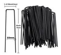 KAAPL-Piquets De Tube De Clôture Robustes,Épingles À Sod,Agrafes De Jardin De Type U,Pointe De Paysage Galvanisée Pour Maintenir Les Pelouses,Barrière,Clous Au Sol,2Cmx15Cm Black,100Pcs