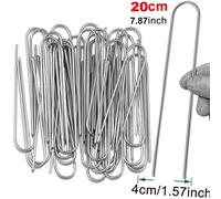 KAAPL-Piquets De Tube De Clôture Robustes,Épingles À Sod,Agrafes De Jardin De Type U,Pointe De Paysage Galvanisée Pour Maintenir Les Pelouses,Barrière,Clous Au Sol,4Cmx20Cm,100Pcs