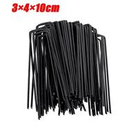 KAAPL-Piquets De Tube De Clôture Robustes,Noir Et Vert,Outils De Clous Au Sol En Métal,Clous Multifonctionnels En Forme De U Pour Gazon De Jardin,Agrafes Sod,Broches,Black-3X4X10Cm,10Pcs