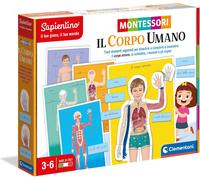 KAAQL-16373-Sapientino Montessori-Le Corps Humain-Jeu Montessori 3 Ans,Jeu Éducatif Corps Humain,Anatomie Et Développement De La Langue-Made In Italy