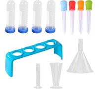 KAAQL-Eprouvette Plastique 12 Pcs Expériences Scientifiques Enfants Pipette Plastique Support De Tube À Essai Dropper Pipette Expériences Scientifiques Créatives Jouet Éducatif À Domicile