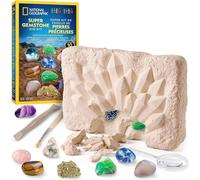 KAAQL-National Geographic Kit D'Excavation De Gemmes Avec 10 Véritables Pierres Précieuses Pour Enfants,Découvrez Les Pierres Précieuses Avec Des Outils D'Excavation Et Une Loupe,Kits De Science