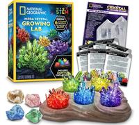 KAAQL-National Geographic Mega Kit De Culture De Cristaux Pour Enfants¿Faites Pousser 6 Cristaux Avec Support Lumineux,Cadeau Scientifique Pour Enfants 8-12 Ans,Expérience De Cristallisation,Kit Stem