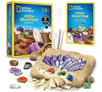 KAAQL-National Geographic Mega Kit D'Excavation De Gemmes¿Kit De Fouille De Cristaux Et Pierres Précieuses,Jeu Éducatif Pour Enfants,Cadeau Pour Filles Et Garçons,Collection De Minéraux