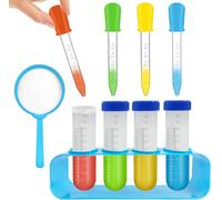 Kaaql-Pipette Enfant,Grande Éprouvette En Plastique Avec Support Et Compte-Gouttes Enfants Potion Fabrication Kit Enfants Jeux Aquatiques Jouets Éducatifs Enfants Garçons Filles Science Experiment Ki