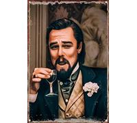 KAARIRI Leonardo DiCaprio Meme Poster vintage rétro en métal Décoration murale Art shabby chic Cadeau mural Fer 30,5 x 20,3 cm