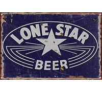 KAARIRI Lone Star Beer Old Vintage Retro Plaque en métal Décoration murale Art shabby chic Cadeau mural 20,3 x 30,5 cm