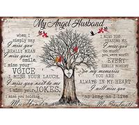 KAARIRI Plaque en métal rétro avec inscription « My Angel Husband You Are Always In My Heart As Long As I Live » - 20,3 x 30,5 cm