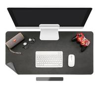 Kaarlop 80x40cm Tapis de Bureau, Tapis de Souris en Cuir, Tapis Imperméable pour Bureau d'Ordinateur, Adapté aux Bureaux et Salles d'étude, Sous Main d'Ordinateur Réversible (Noir+Gris Foncé)