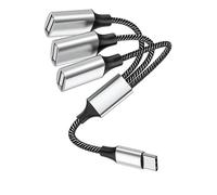 Kaaruisi Câble répartiteur USB C efficace pour 1 entrée, 3 sorties, synchronisation de données, lecteur clignotant, claviers, câble de données USB