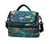 KAAVIYO Art Abstrait Du Monde De La Mer Sac à Lunch Isotherme Grande Capacité à Bandoulière pour Le Travail Garçons Filles Idéal Pour Pique Niques