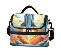 KAAVIYO Art De Feu De Dessin Animé De FuséE Spatiale De Lune Sac à Lunch Isotherme Grande Capacité à Bandoulière pour Le Travail Garçons Filles Idéal Pour Pique Niques