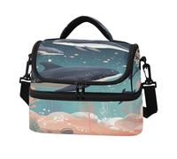 KAAVIYO Art Des Oiseaux Marins Baleines Sac à Lunch Isotherme Grande Capacité à Bandoulière pour Le Travail Garçons Filles Idéal Pour Pique Niques