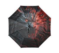 KAAVIYO Art Du Dragon Rouge En ColèRe Parapluie de Voyage Coupe-Vent Ouverture Fermeture Automatiques,Protection Solaire UPF 50+ pour Enfants